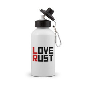 Бутылка спортивная с принтом Love Rust в Новосибирске, металл | емкость — 500 мл, в комплекте две пластиковые крышки и карабин для крепления | love | playrust | rust | раст
