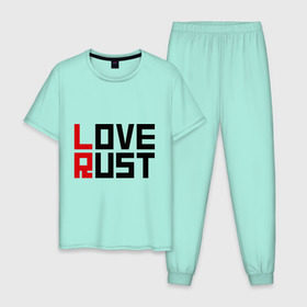 Мужская пижама хлопок с принтом Love Rust в Новосибирске, 100% хлопок | брюки и футболка прямого кроя, без карманов, на брюках мягкая резинка на поясе и по низу штанин
 | love | playrust | rust | раст