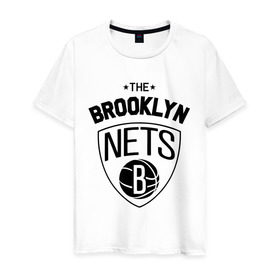 Мужская футболка хлопок с принтом The Brooklyn Nets в Новосибирске, 100% хлопок | прямой крой, круглый вырез горловины, длина до линии бедер, слегка спущенное плечо. | бруклин