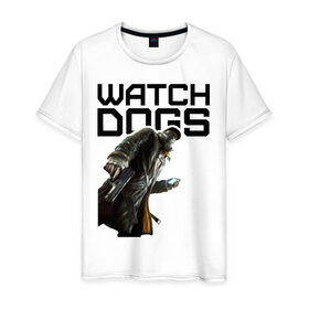 Мужская футболка хлопок с принтом Watch Dogs в Новосибирске, 100% хлопок | прямой крой, круглый вырез горловины, длина до линии бедер, слегка спущенное плечо. | games | watch dogs