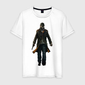 Мужская футболка хлопок с принтом Watch Dogs в Новосибирске, 100% хлопок | прямой крой, круглый вырез горловины, длина до линии бедер, слегка спущенное плечо. | 