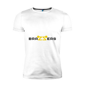 Мужская футболка премиум с принтом Brazzers в Новосибирске, 92% хлопок, 8% лайкра | приталенный силуэт, круглый вырез ворота, длина до линии бедра, короткий рукав | brazzers