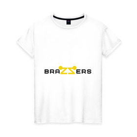 Женская футболка хлопок с принтом Brazzers в Новосибирске, 100% хлопок | прямой крой, круглый вырез горловины, длина до линии бедер, слегка спущенное плечо | brazzers