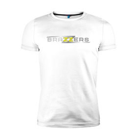 Мужская футболка премиум с принтом Brazzers в Новосибирске, 92% хлопок, 8% лайкра | приталенный силуэт, круглый вырез ворота, длина до линии бедра, короткий рукав | brazzers