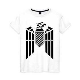 Женская футболка хлопок с принтом Немецкий гербовый орел в Новосибирске, 100% хлопок | прямой крой, круглый вырез горловины, длина до линии бедер, слегка спущенное плечо | геральдика | герб | орел | птица