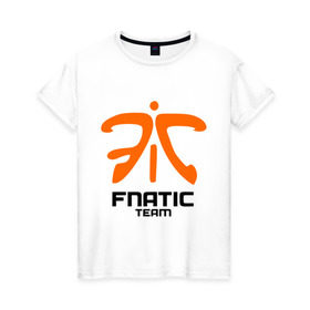Женская футболка хлопок с принтом Fnatic Dota 2 в Новосибирске, 100% хлопок | прямой крой, круглый вырез горловины, длина до линии бедер, слегка спущенное плечо | Тематика изображения на принте: fnatic