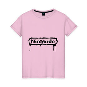 Женская футболка хлопок с принтом Nintendo в Новосибирске, 100% хлопок | прямой крой, круглый вырез горловины, длина до линии бедер, слегка спущенное плечо | баста | ноггано