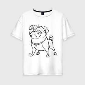 Женская футболка хлопок Oversize с принтом Мопс в Новосибирске, 100% хлопок | свободный крой, круглый ворот, спущенный рукав, длина до линии бедер
 | the nut job | белка | зайка | мопс | мультик | мультфильм | пес | реальная белка | собака