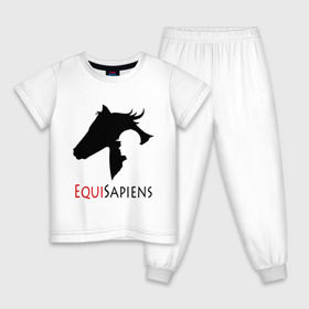 Детская пижама хлопок с принтом Конный спорт - лошади в Новосибирске, 100% хлопок |  брюки и футболка прямого кроя, без карманов, на брюках мягкая резинка на поясе и по низу штанин
 | Тематика изображения на принте: equi | sapiens | жокей | кони | конный | лошади
