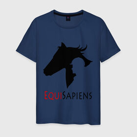 Мужская футболка хлопок с принтом Конный спорт - лошади в Новосибирске, 100% хлопок | прямой крой, круглый вырез горловины, длина до линии бедер, слегка спущенное плечо. | equi | sapiens | жокей | кони | конный | лошади