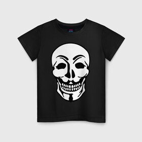 Детская футболка хлопок с принтом Анонимус - череп в Новосибирске, 100% хлопок | круглый вырез горловины, полуприлегающий силуэт, длина до линии бедер | скелет