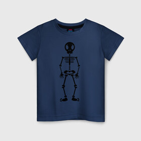 Детская футболка хлопок с принтом Скелетик в Новосибирске, 100% хлопок | круглый вырез горловины, полуприлегающий силуэт, длина до линии бедер | Тематика изображения на принте: 