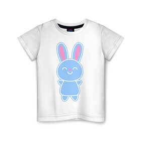 Детская футболка хлопок с принтом Зайка в Новосибирске, 100% хлопок | круглый вырез горловины, полуприлегающий силуэт, длина до линии бедер | bunny | rabbit | белый | зайка | заяц | кролик | милый