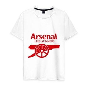 Мужская футболка хлопок с принтом Arsenal в Новосибирске, 100% хлопок | прямой крой, круглый вырез горловины, длина до линии бедер, слегка спущенное плечо. | арсенал | лондон