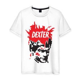 Мужская футболка хлопок с принтом Сериал Декстер (Dexter) в Новосибирске, 100% хлопок | прямой крой, круглый вырез горловины, длина до линии бедер, слегка спущенное плечо. | 