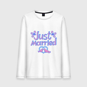 Мужской лонгслив хлопок с принтом Just married blue в Новосибирске, 100% хлопок |  | Тематика изображения на принте: just married | брак | голубки | жених | кольца | молодожены | невеста | свадьба | супруги