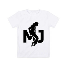 Детская футболка хлопок с принтом Майкл Джексон в Новосибирске, 100% хлопок | круглый вырез горловины, полуприлегающий силуэт, длина до линии бедер | jackson | king | michael | music | pop | джексон | джэксон | король | майкл | музыка | поп | попса