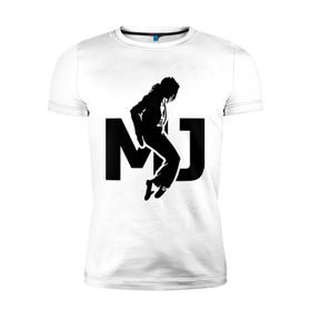 Мужская футболка премиум с принтом Майкл Джексон в Новосибирске, 92% хлопок, 8% лайкра | приталенный силуэт, круглый вырез ворота, длина до линии бедра, короткий рукав | jackson | king | michael | music | pop | джексон | джэксон | король | майкл | музыка | поп | попса