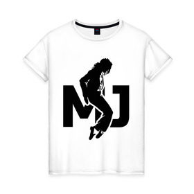 Женская футболка хлопок с принтом Майкл Джексон в Новосибирске, 100% хлопок | прямой крой, круглый вырез горловины, длина до линии бедер, слегка спущенное плечо | jackson | king | michael | music | pop | джексон | джэксон | король | майкл | музыка | поп | попса