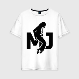 Женская футболка хлопок Oversize с принтом Майкл Джексон в Новосибирске, 100% хлопок | свободный крой, круглый ворот, спущенный рукав, длина до линии бедер
 | jackson | king | michael | music | pop | джексон | джэксон | король | майкл | музыка | поп | попса