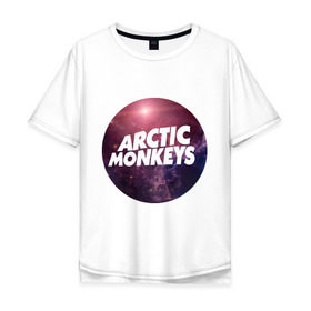 Мужская футболка хлопок Oversize с принтом Arctic monkeys space logo в Новосибирске, 100% хлопок | свободный крой, круглый ворот, “спинка” длиннее передней части | arctic monkeys