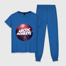 Женская пижама хлопок с принтом Arctic monkeys space logo в Новосибирске, 100% хлопок | брюки и футболка прямого кроя, без карманов, на брюках мягкая резинка на поясе и по низу штанин | arctic monkeys
