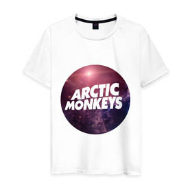 Мужская футболка хлопок с принтом Arctic monkeys space logo в Новосибирске, 100% хлопок | прямой крой, круглый вырез горловины, длина до линии бедер, слегка спущенное плечо. | Тематика изображения на принте: arctic monkeys