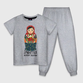 Детская пижама хлопок с принтом Брюнетки правят миром в Новосибирске, 100% хлопок |  брюки и футболка прямого кроя, без карманов, на брюках мягкая резинка на поясе и по низу штанин
 | Тематика изображения на принте: русь