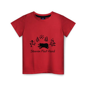 Детская футболка хлопок с принтом Siberian Fast food в Новосибирске, 100% хлопок | круглый вырез горловины, полуприлегающий силуэт, длина до линии бедер | siberia fastfood | елки | фастфуд
