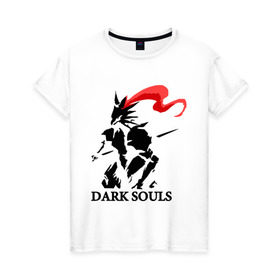 Женская футболка хлопок с принтом Dark Souls в Новосибирске, 100% хлопок | прямой крой, круглый вырез горловины, длина до линии бедер, слегка спущенное плечо | dark souls | praise the sun | you died | дарк соулс