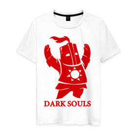 Мужская футболка хлопок с принтом Dark Souls в Новосибирске, 100% хлопок | прямой крой, круглый вырез горловины, длина до линии бедер, слегка спущенное плечо. | dark souls