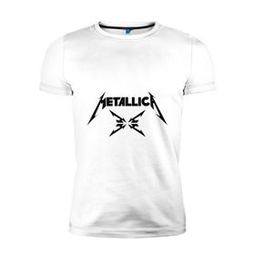 Мужская футболка премиум с принтом Metallica в Новосибирске, 92% хлопок, 8% лайкра | приталенный силуэт, круглый вырез ворота, длина до линии бедра, короткий рукав | металлика