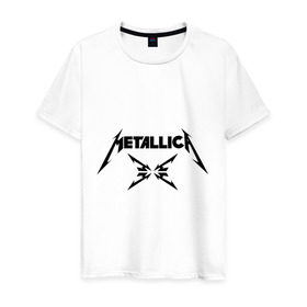 Мужская футболка хлопок с принтом Metallica в Новосибирске, 100% хлопок | прямой крой, круглый вырез горловины, длина до линии бедер, слегка спущенное плечо. | металлика