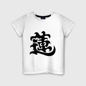 Детская футболка хлопок с принтом Японский иероглиф - Лотос в Новосибирске, 100% хлопок | круглый вырез горловины, полуприлегающий силуэт, длина до линии бедер | Тематика изображения на принте: иероглиф | каллиграфия | китай | лотос | япония