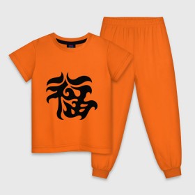 Детская пижама хлопок с принтом Японский иероглиф - Удача в Новосибирске, 100% хлопок |  брюки и футболка прямого кроя, без карманов, на брюках мягкая резинка на поясе и по низу штанин
 | Тематика изображения на принте: иероглиф | каллиграфия | китай | удача | япония