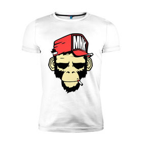 Мужская футболка премиум с принтом Monkey Swag в Новосибирске, 92% хлопок, 8% лайкра | приталенный силуэт, круглый вырез ворота, длина до линии бедра, короткий рукав | cap | hat | head | mnk | monkey | swag | голова | кепка | мартышка | обезьяна | свэг