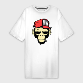 Платье-футболка хлопок с принтом Monkey Swag в Новосибирске,  |  | cap | hat | head | mnk | monkey | swag | голова | кепка | мартышка | обезьяна | свэг