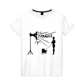Женская футболка хлопок с принтом Depeche mode strange в Новосибирске, 100% хлопок | прямой крой, круглый вырез горловины, длина до линии бедер, слегка спущенное плечо | depeche mode | депеш мод | дипи шмот | меломанам | музыка