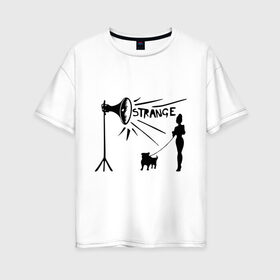 Женская футболка хлопок Oversize с принтом Depeche mode strange в Новосибирске, 100% хлопок | свободный крой, круглый ворот, спущенный рукав, длина до линии бедер
 | Тематика изображения на принте: depeche mode | депеш мод | дипи шмот | меломанам | музыка