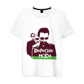 Мужская футболка хлопок с принтом DM portrait в Новосибирске, 100% хлопок | прямой крой, круглый вырез горловины, длина до линии бедер, слегка спущенное плечо. | depeche mode | группа | депеш мод | дипи шмот | лица | меломанам | музыка | рок