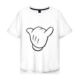 Мужская футболка хлопок Oversize с принтом Перчатка Swag в Новосибирске, 100% хлопок | свободный крой, круглый ворот, “спинка” длиннее передней части | 