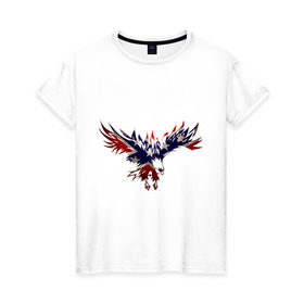 Женская футболка хлопок с принтом Орел в Новосибирске, 100% хлопок | прямой крой, круглый вырез горловины, длина до линии бедер, слегка спущенное плечо | америка | звезды | конфедеративные штаты америки | конфедерация | орел | патриоты | символика | сша | туристам | флаг
