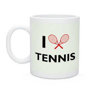 Кружка с принтом I Love Tennis в Новосибирске, керамика | объем — 330 мл, диаметр — 80 мм. Принт наносится на бока кружки, можно сделать два разных изображения | ракетка | тенис | теннис | теннисист