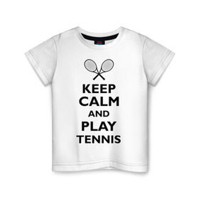 Детская футболка хлопок с принтом Play tennis в Новосибирске, 100% хлопок | круглый вырез горловины, полуприлегающий силуэт, длина до линии бедер | Тематика изображения на принте: ракетка | тенис | теннис | теннисист
