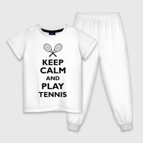 Детская пижама хлопок с принтом Play tennis в Новосибирске, 100% хлопок |  брюки и футболка прямого кроя, без карманов, на брюках мягкая резинка на поясе и по низу штанин
 | Тематика изображения на принте: ракетка | тенис | теннис | теннисист