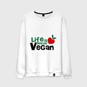 Мужской свитшот хлопок с принтом Vegan life is better в Новосибирске, 100% хлопок |  | 