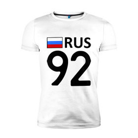 Мужская футболка премиум с принтом Севастополь (92) в Новосибирске, 92% хлопок, 8% лайкра | приталенный силуэт, круглый вырез ворота, длина до линии бедра, короткий рукав | 92 | регион | россия | севастополь