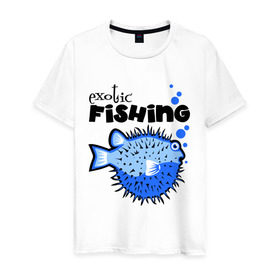 Мужская футболка хлопок с принтом Экзотическая рыбалка в Новосибирске, 100% хлопок | прямой крой, круглый вырез горловины, длина до линии бедер, слегка спущенное плечо. | exotic | fishing | еж | рыбалка | экзотическая
