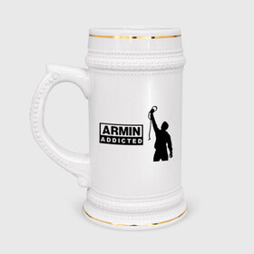 Кружка пивная с принтом Armin addicted в Новосибирске,  керамика (Материал выдерживает высокую температуру, стоит избегать резкого перепада температур) |  объем 630 мл | addicted | buuren | van | аrmin