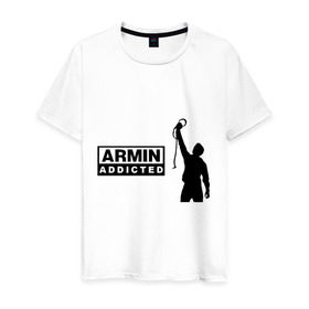 Мужская футболка хлопок с принтом Armin addicted в Новосибирске, 100% хлопок | прямой крой, круглый вырез горловины, длина до линии бедер, слегка спущенное плечо. | addicted | buuren | van | аrmin